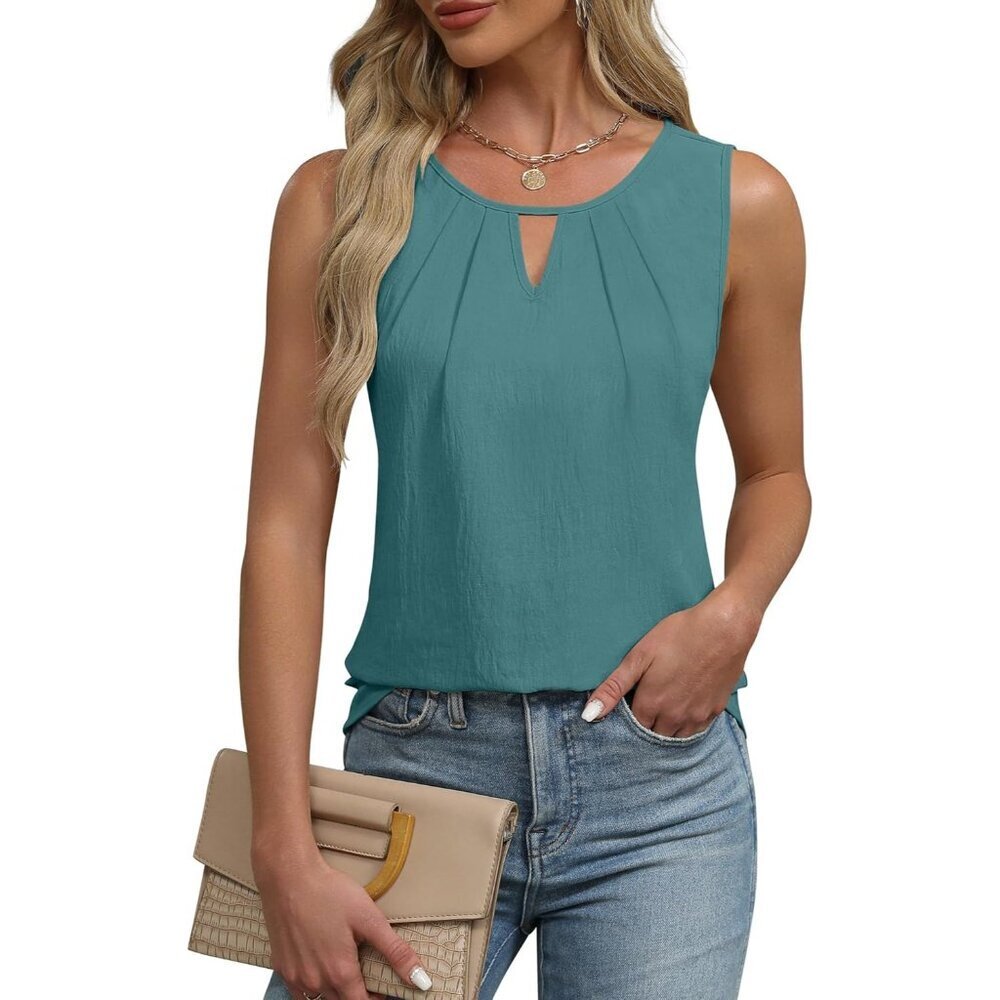 Blooming Jelly Womens Mint Green Sleeveless Basic Loose Casual Summer Tank Top